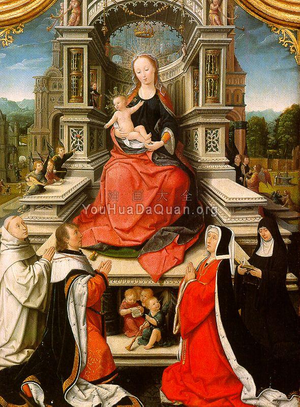 The Retable of Le Cellier (triptych), central panel featuring The Virgin & Child - 简·贝勒冈布